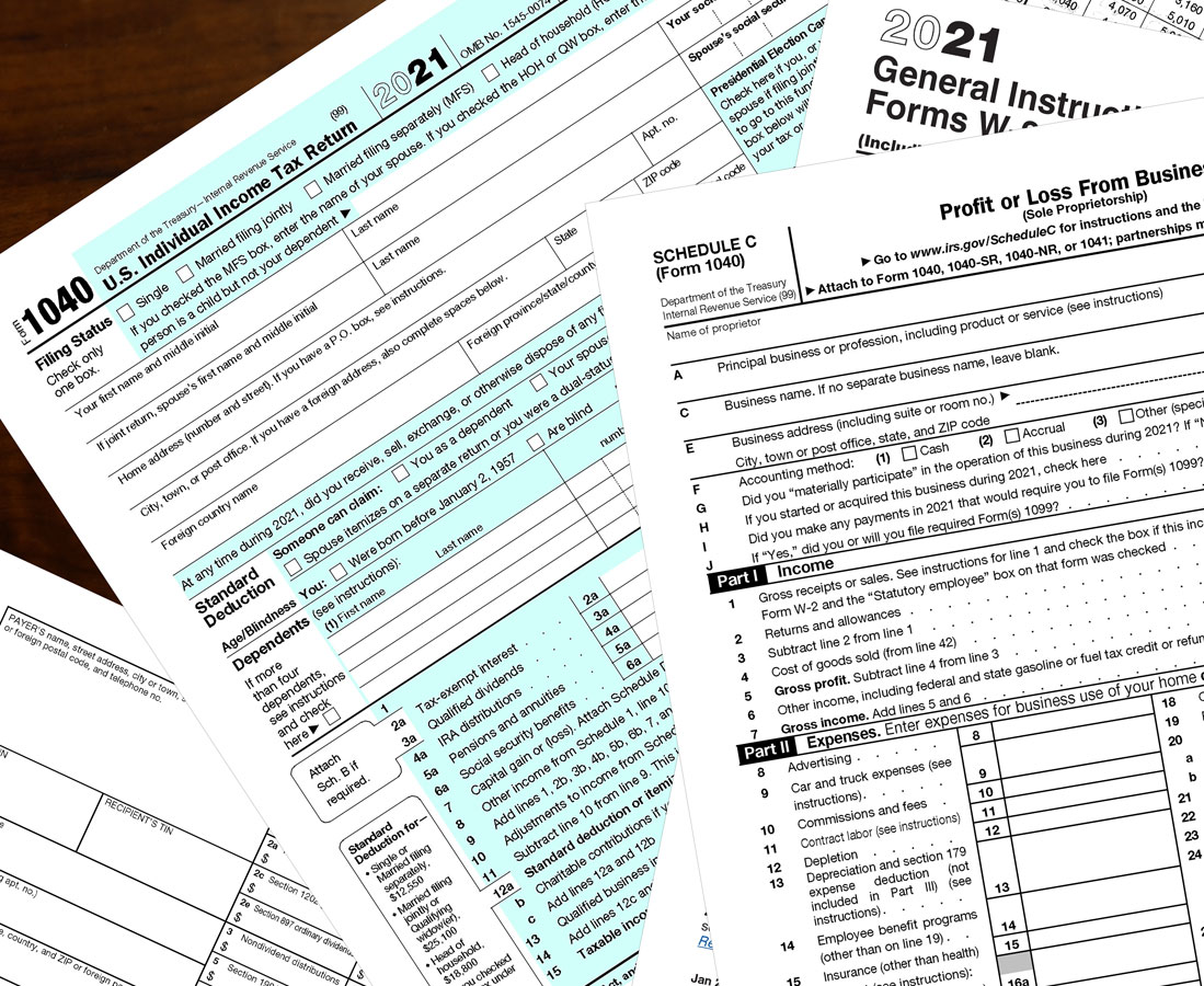 Tax documents for a St. Louis bookkeeper